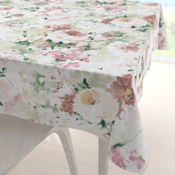 Biante Dekorační čtvercový ubrus PM-018 Malované květy na zeleném 90x90 cm
