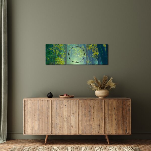 Obraz cesty lemované stromy (s hodinami) (90x30 cm)