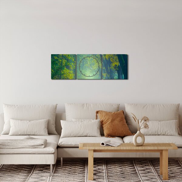 Obraz cesty lemované stromy (s hodinami) (90x30 cm)