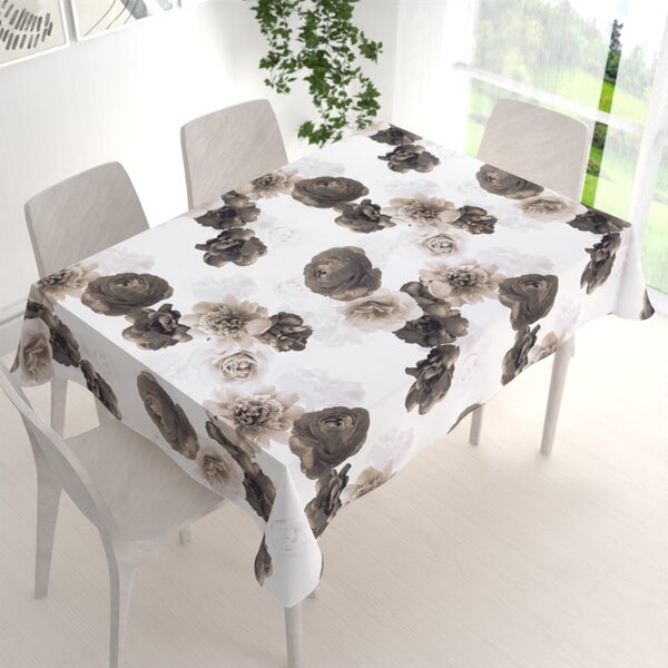 Biante Dekorační obdélníkový ubrus PM-016 Velké hnědé květy 50x100 cm