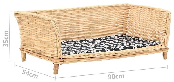 Pelíšek pro psy s poduškou 90 x 54 x 35 cm přírodní vrba 170775