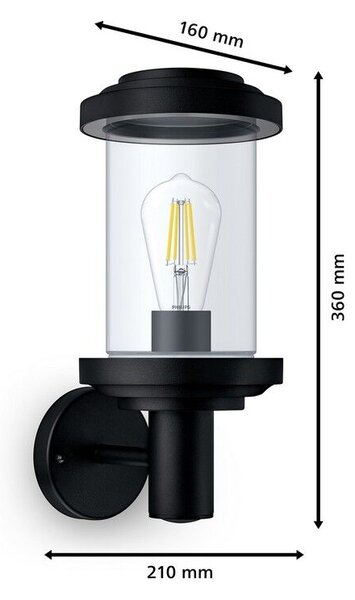 Philips 8720169266513 Outdoor Listra venkovní nástěnné svítidlo 1xE27 IP44 černá