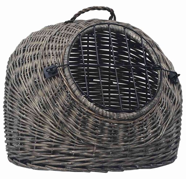 Přepravka pro kočku šedá 50 x 42 x 40 cm přírodní vrba 170905