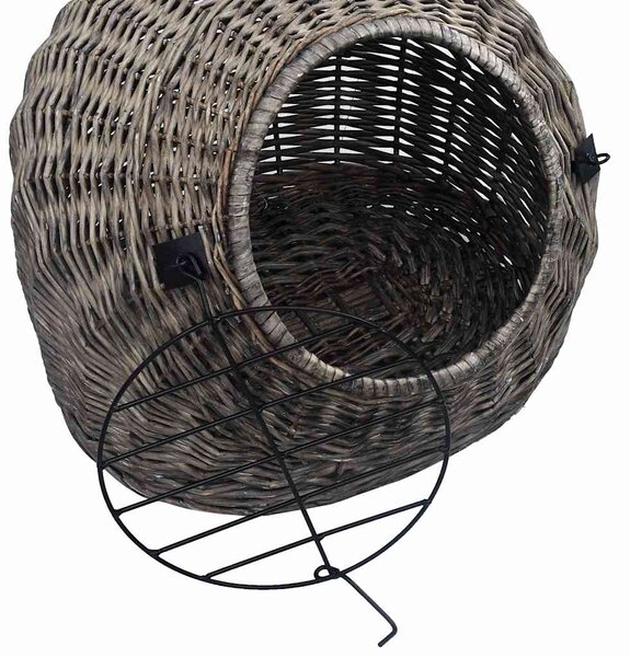 Přepravka pro kočku šedá 50 x 42 x 40 cm přírodní vrba 170905