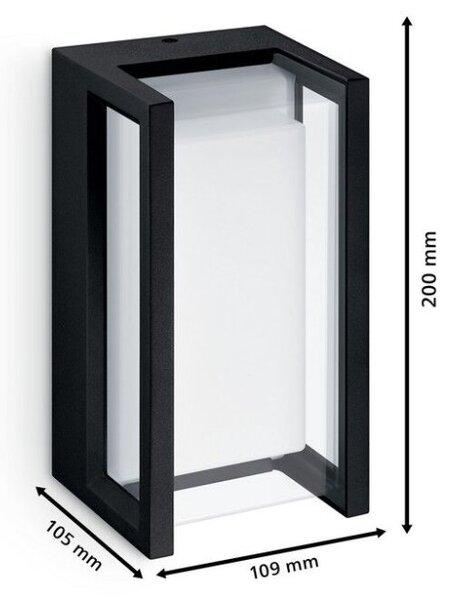 Philips 8720169266711 Outdoor Pyrona venkovní nástěnné svítidlo LED 12W/1500lm 2700K IP44 černá