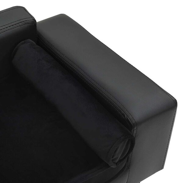 Pohovka pro psy černá 81 x 43 x 31 cm plyš a umělá kůže 170954