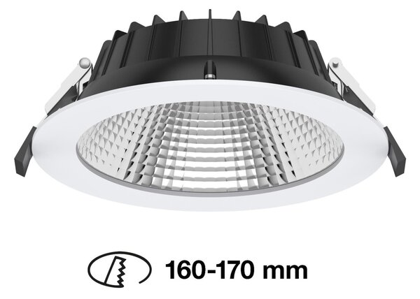 SLC vestavné LED svítidlo Shift pr.160-170 mm bílé 1900lm 3000/4000K Ra80 bez driveru IP54/IP40 UGR19