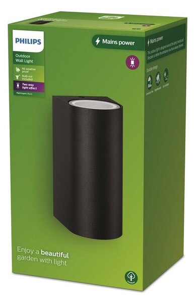 Philips 8720169266834 Outdoor Nightingale venkovní nástěnné svítidlo 2xGU10 IP44 černá