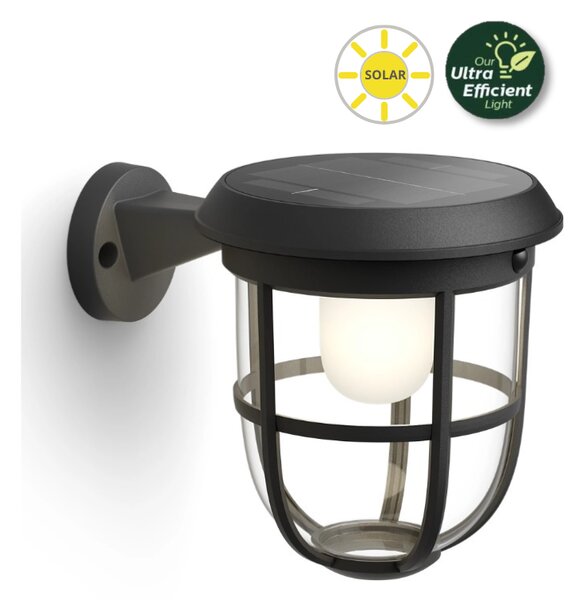 Philips 8720169267176 UltraEfficient Solar Radii solární nástěnné svítidlo se senzorem PIR LED 1,3W/250lm 3000K IP44 černá