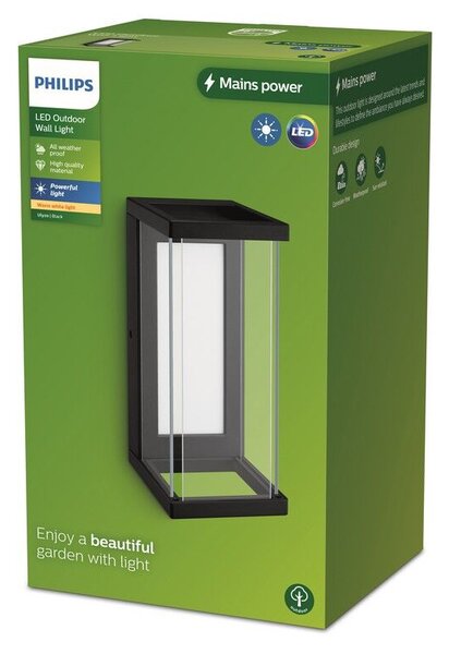 Philips 8720169266797 Outdoor Ulyzo venkovní nástěnné svítidlo LED 12W/1500lm 2700K IP44 černá