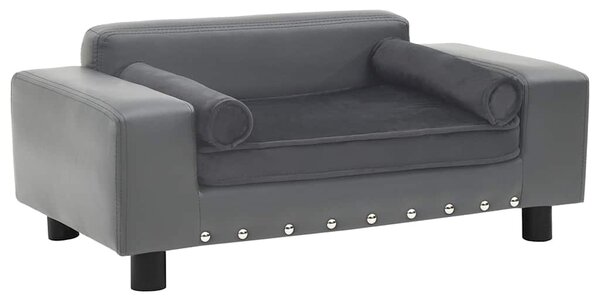 Pohovka pro psy šedá 81 x 43 x 31 cm plyš a umělá kůže 170953