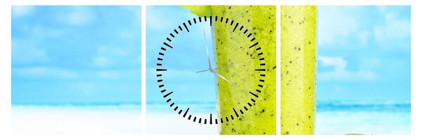 Obraz - kiwi smoothie (s hodinami) (90x30 cm)