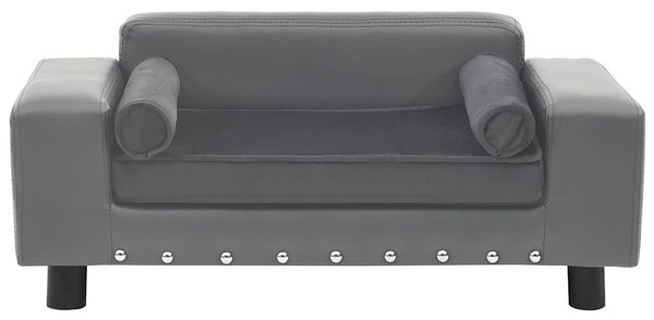 Pohovka pro psy šedá 81 x 43 x 31 cm plyš a umělá kůže 170953