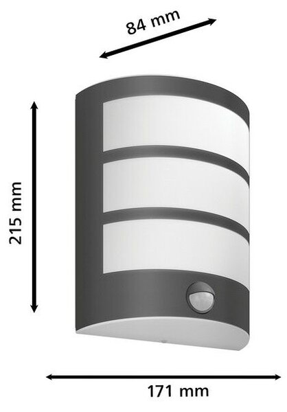 Philips 8720169269194 UltraEfficient Python venkovní nástěnné svítidlo se senzorem PIR LED 3,8W/800lm 2700K IP44 antracit