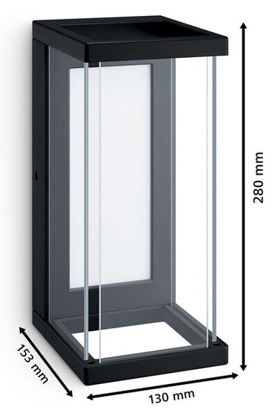Philips 8720169266797 Outdoor Ulyzo venkovní nástěnné svítidlo LED 12W/1500lm 2700K IP44 černá