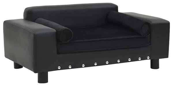 Pohovka pro psy černá 81 x 43 x 31 cm plyš a umělá kůže 170954
