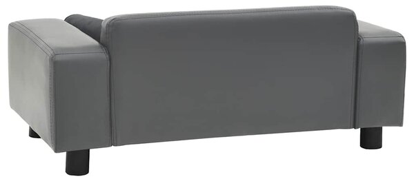 Pohovka pro psy šedá 81 x 43 x 31 cm plyš a umělá kůže 170953