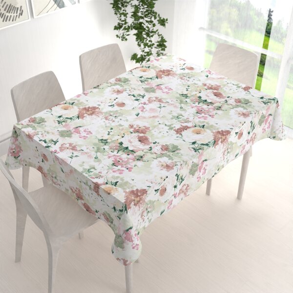 Biante Dekorační obdélníkový ubrus PM-018 Malované květy na zeleném 60x100 cm