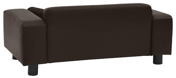 Pohovka pro psy hnědá 81 x 43 x 31 cm plyš a umělá kůže 170955