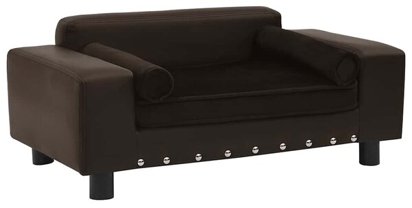 Pohovka pro psy hnědá 81 x 43 x 31 cm plyš a umělá kůže 170955