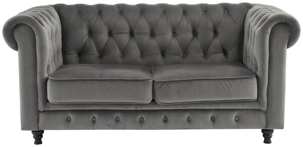POHOVKA CHESTERFIELD, dřevo, textil, šedá, černá Xora - Pohovky