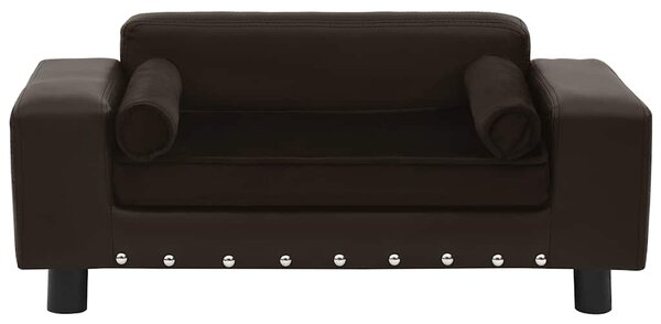 Pohovka pro psy hnědá 81 x 43 x 31 cm plyš a umělá kůže 170955