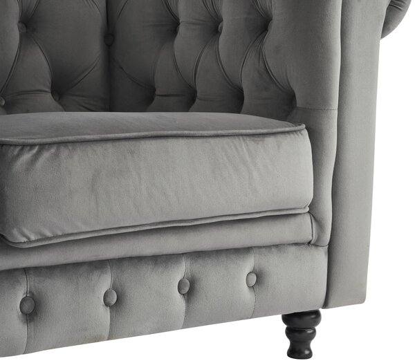 POHOVKA CHESTERFIELD, dřevo, textil, šedá, černá Xora - Pohovky