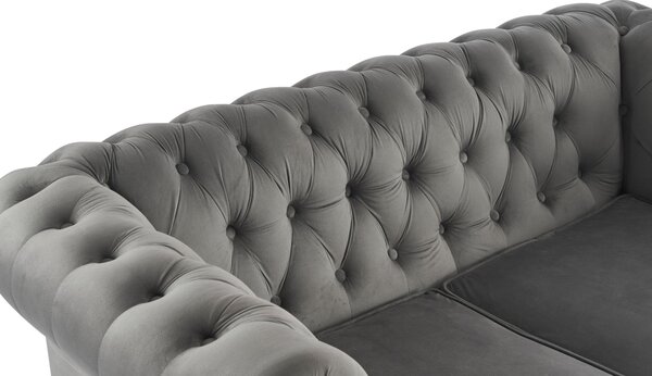 POHOVKA CHESTERFIELD, dřevo, textil, šedá, černá Xora - Pohovky