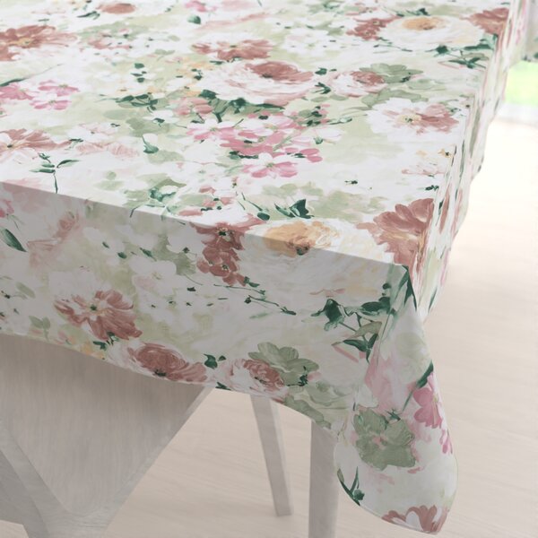 Biante Dekorační obdélníkový ubrus PM-018 Malované květy na zeleném 60x100 cm