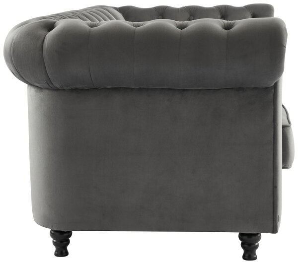 POHOVKA CHESTERFIELD, dřevo, textil, šedá, černá Xora - Pohovky