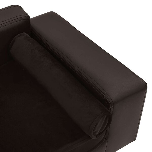 Pohovka pro psy hnědá 81 x 43 x 31 cm plyš a umělá kůže 170955