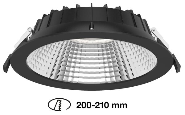 SLC vestavné LED svítidlo Shift pr.200-210 mm černé 2400lm 3000/4000K Ra80 bez driveru IP54/IP40 UGR19