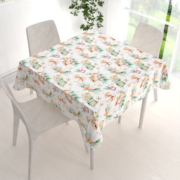 Biante Vánoční dekorační čtvercový ubrus PML-039 Baňky a zvonečky 40x40 cm