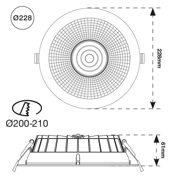 SLC vestavné LED svítidlo Shift pr.200-210 mm bílé 2400lm 3000/4000K Ra80 bez driveru IP54/IP40 UGR19