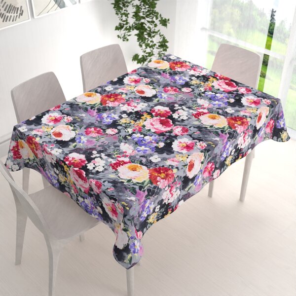 Biante Dekorační obdélníkový ubrus PM-020 Malované květy na šedém 50x100 cm