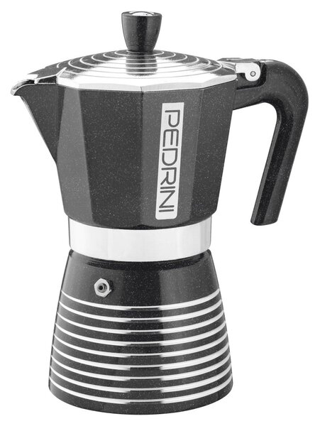 PEDRINI MOKA KONVIČKA INFINITI ROCK LEŠTĚNÉ PROUŽKY 1 šálek barva černá, objem 90ml