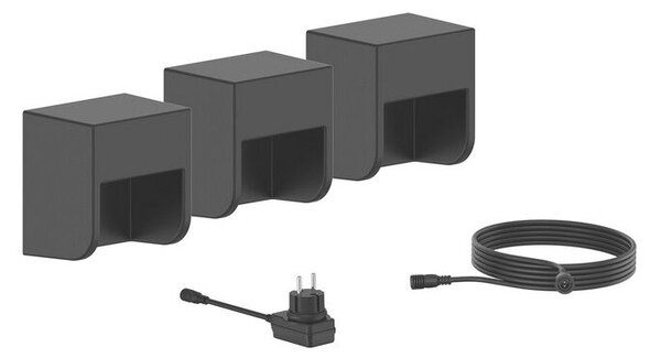 Philips 8720169269439 GardenLink Low Volt 24V Grits nízkonapěťové venkovní nástěnné svítidlo LED 3x1,5W/180lm 2700K IP44 černá 3-set+adaptér+kabel 5m