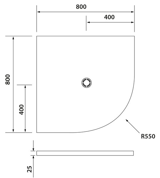 Polysan Polysan, FLEXIA sprchová vanička z litého mramoru čtvrtkruh, s možností úpravy rozměru, 80x80x2, 5cm, R550, 91171