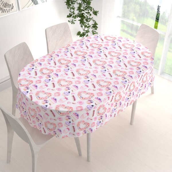 Biante Dekorační oválný ubrus PML-037 Růžová cukrárna 100x140 cm