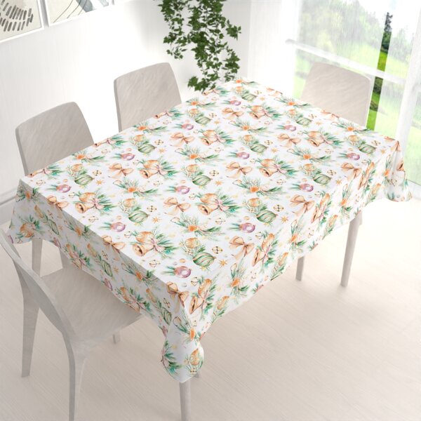 Biante Vánoční dekorační obdélníkový ubrus PML-039 Baňky a zvonečky 50x100 cm