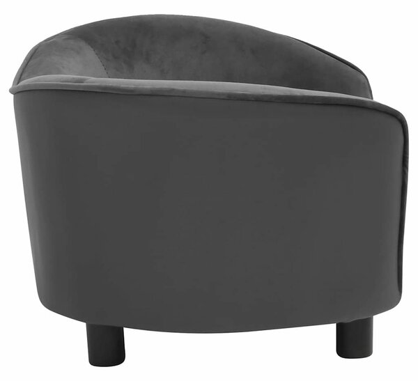 Pohovka pro psy tmavě šedá 69 x 49 x 40 cm plyš a umělá kůže 171033