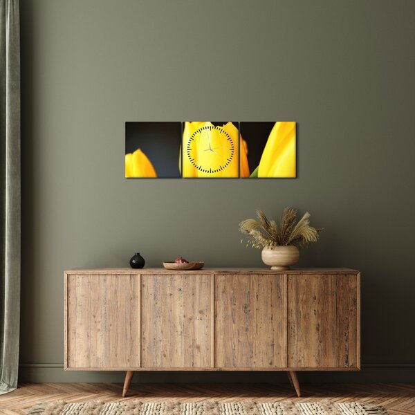 Obraz tulipánů (s hodinami) (90x30 cm)