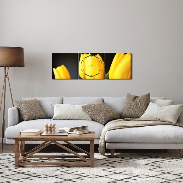 Obraz tulipánů (s hodinami) (90x30 cm)