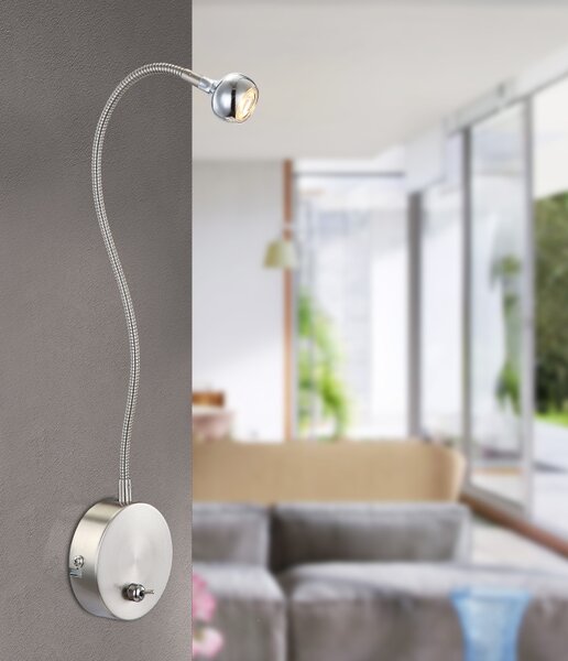 Globo 24109W SERPENT - Nástěnné LED svítidlo s kabelem na husím krku (LED nástěnné svítidlo na husím krku)