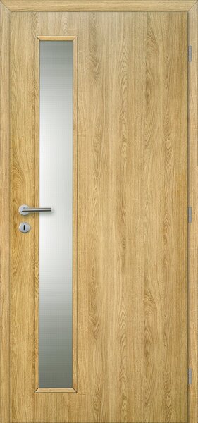 Interiérové dveře Doornite Vertika - CPL dub corbridge, sklo matné, pravé "80", zámek pro BB, DTD