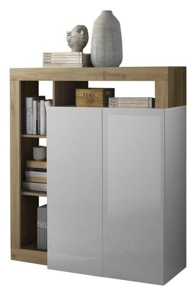 Komoda LENOR 108x127x42 cm bílá/světlý dub