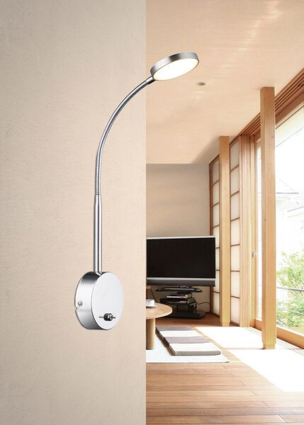 Globo 24103W PEGASI - Nástěnné LED svítidlo s kabelem na husím krku 6W LED (LED nástěnné svítidlo na husím krku s kabelem a vypínačem na svítidle)