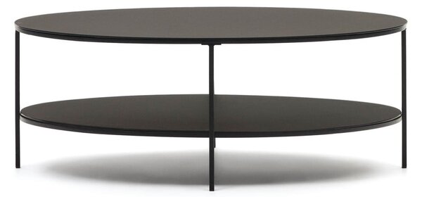 Černý konferenční stolek se skleněnou deskou 65x110 cm Fideia – Kave Home