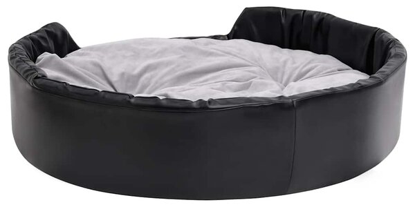 Pelíšek pro psy černý a šedý 99 x 89 x 21 cm plyš a umělá kůže 171256