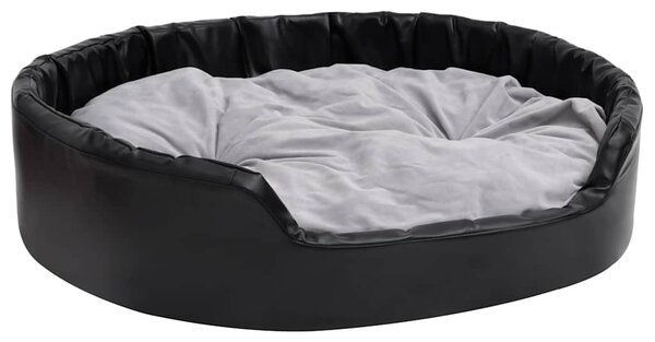 Pelíšek pro psy černý a šedý 99 x 89 x 21 cm plyš a umělá kůže 171256